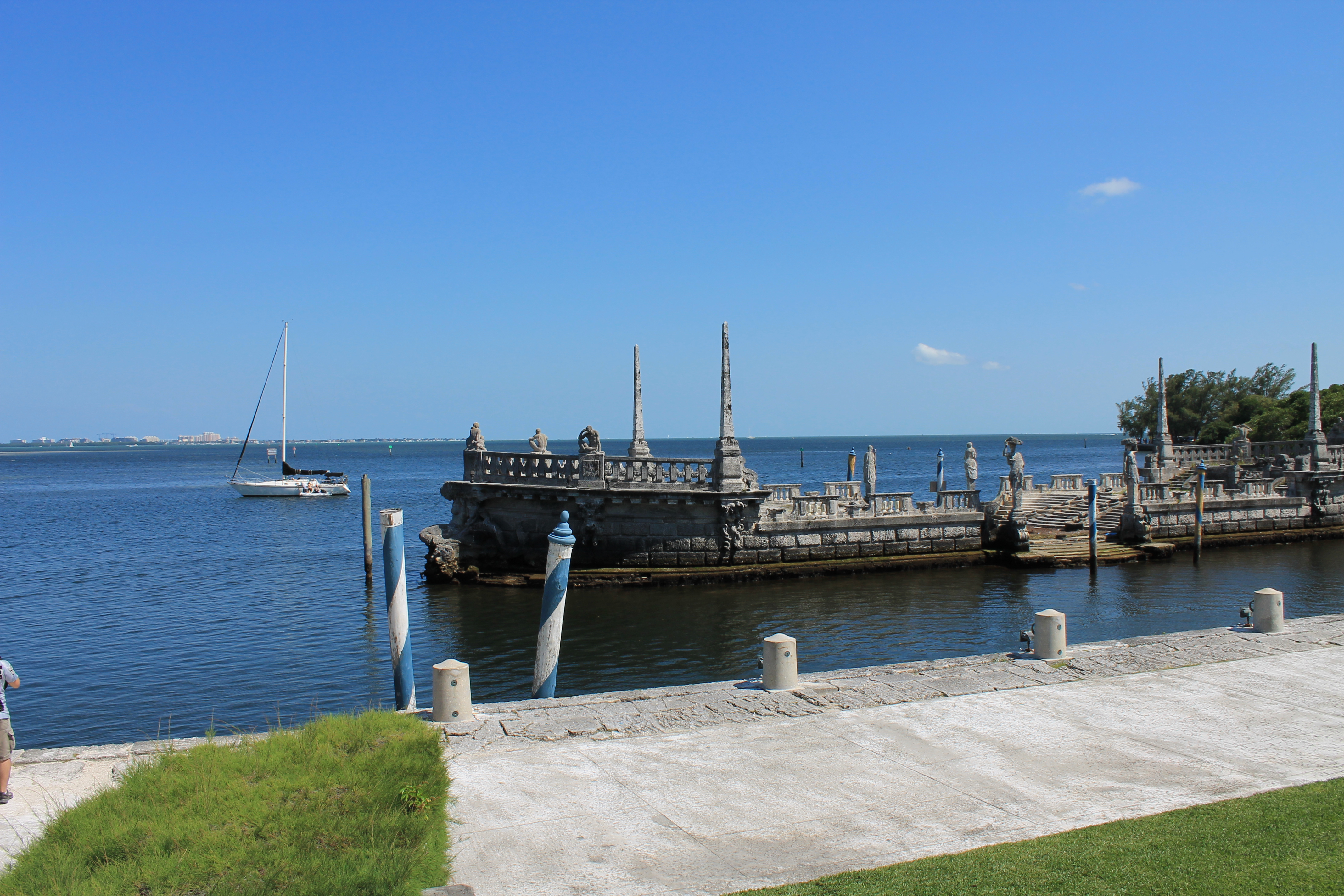 This stone dock looks like a ship along the ocean side of Vizcaya Garden.